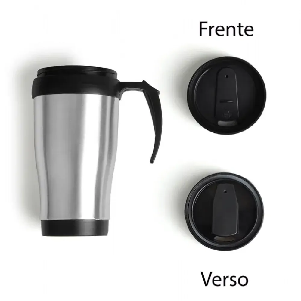CANECA REVESTIDA EM AÇO INOX - 410 ML - PRETA.
