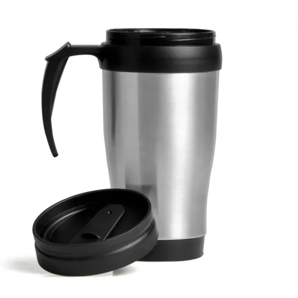 CANECA REVESTIDA EM AÇO INOX - 410 ML - PRETA.