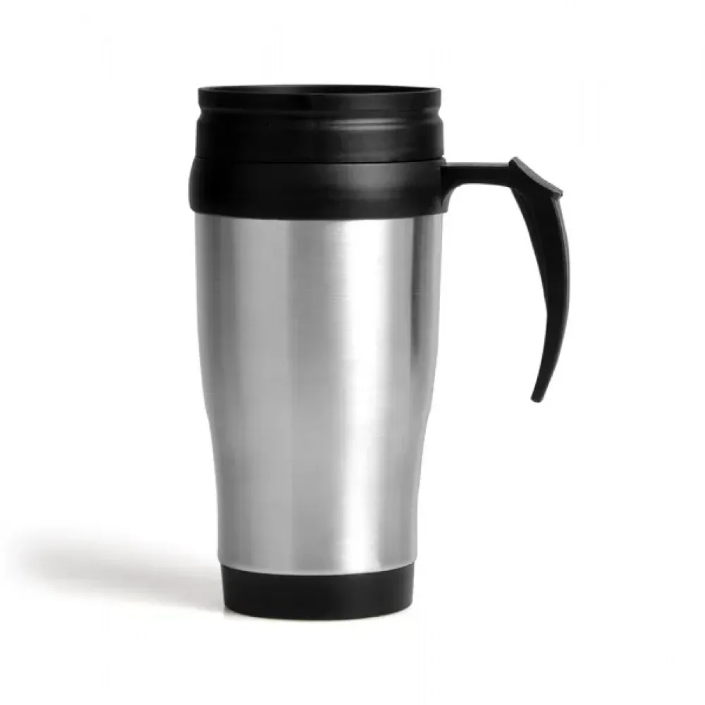 CANECA REVESTIDA EM AÇO INOX - 410 ML - PRETA.