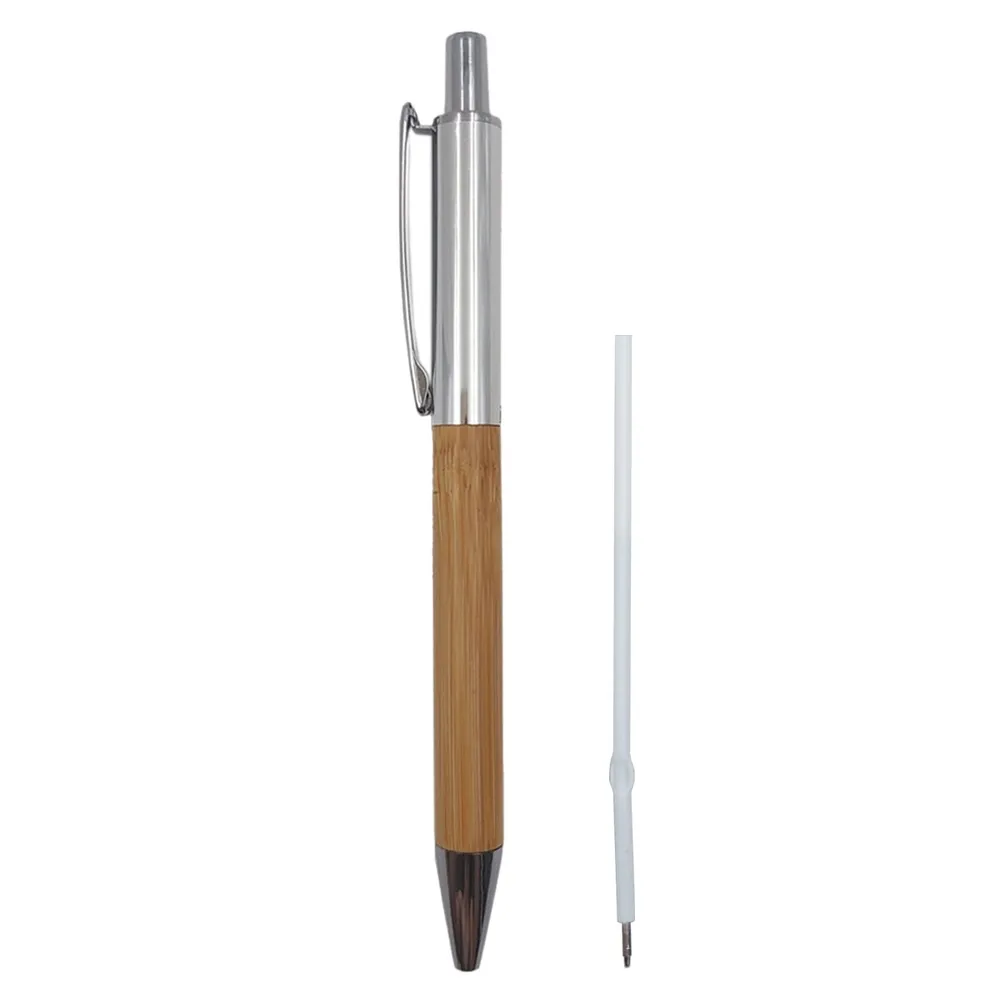 Caneta Esferográfica De metal Com bambu.