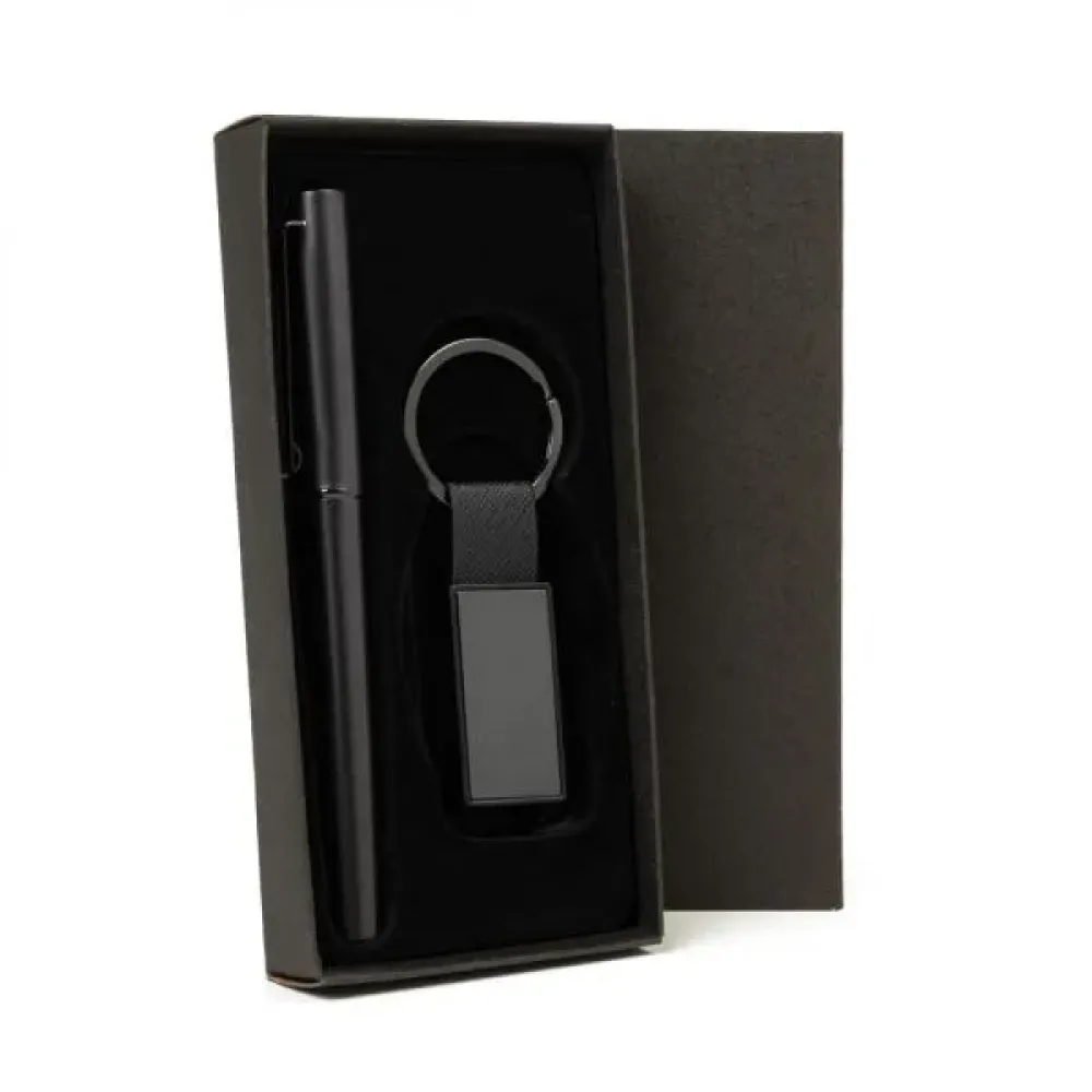 CANETA ROLLER E CHAVEIRO EM METAL/PU