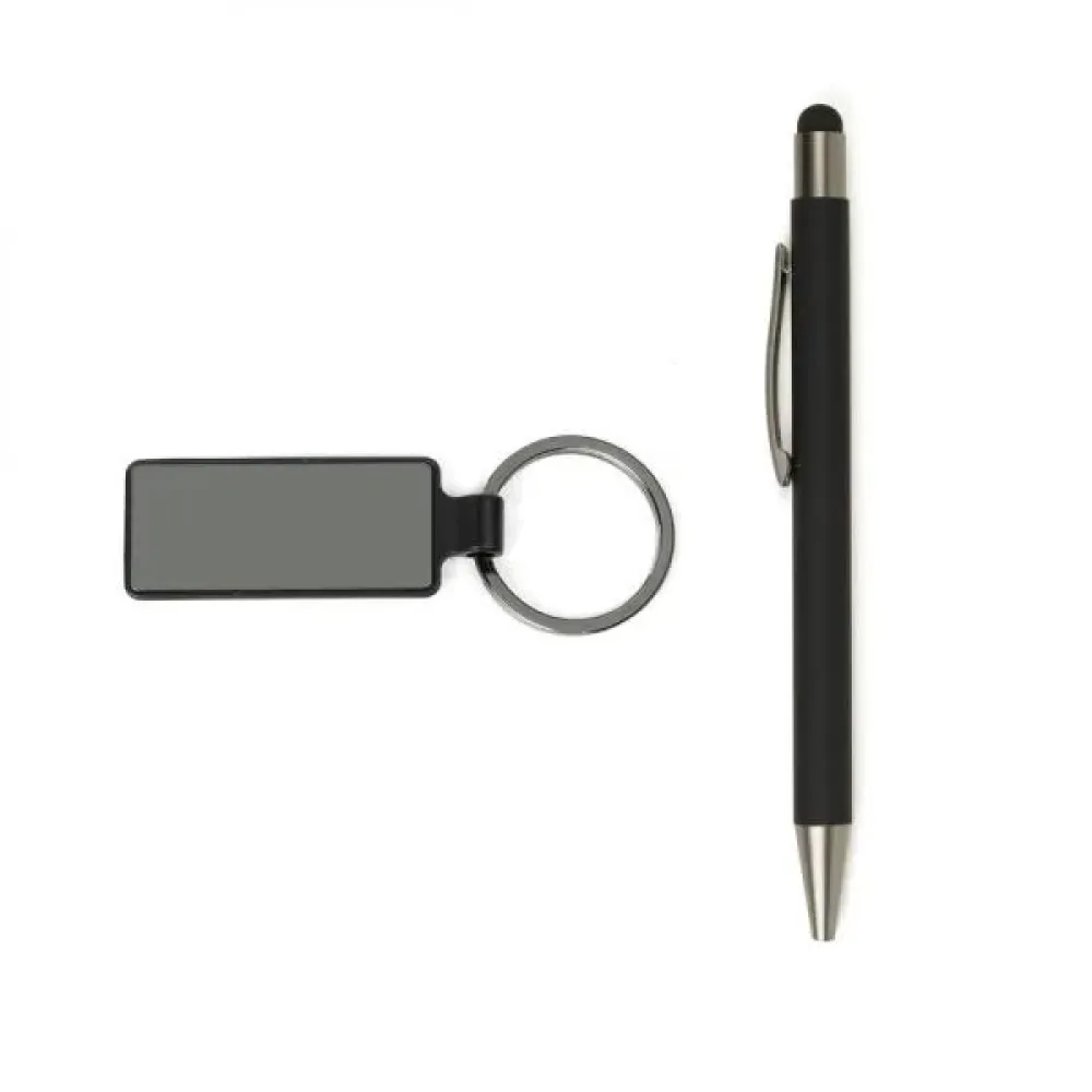CANETA CHAVEIRO EM METAL RETANGULAR