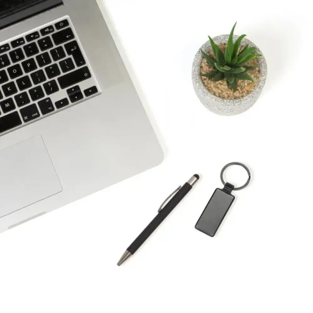 CANETA CHAVEIRO EM METAL RETANGULAR