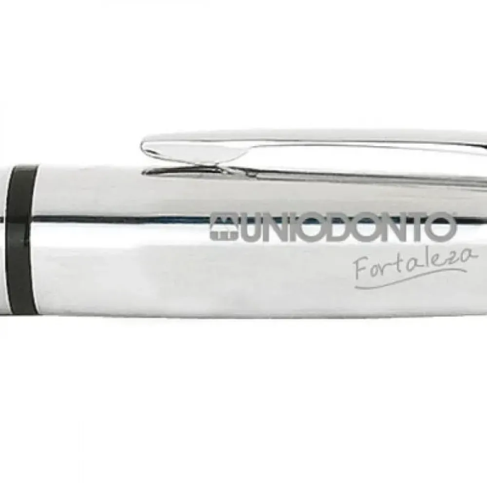 CANETA ESFEROGRÁFICA EM METAL CROMADO PRETO