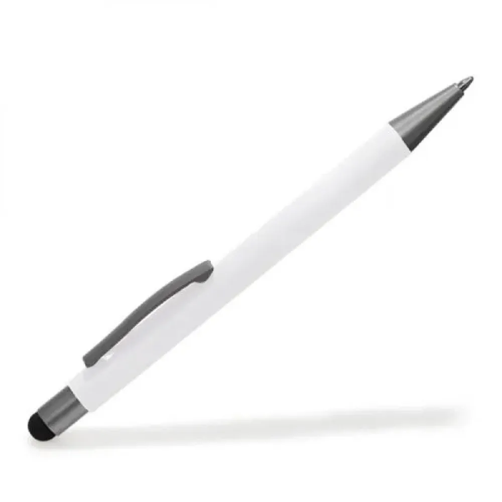 CANETA ESFEROGRÁFICA EM ALUMÍNIO COM PONTA TOUCH - BRANCA