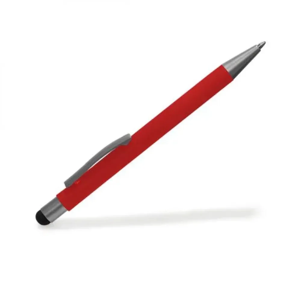 CANETA ESFEROGRÁFICA EM ALUMÍNIO COM PONTA TOUCH - VERMELHA