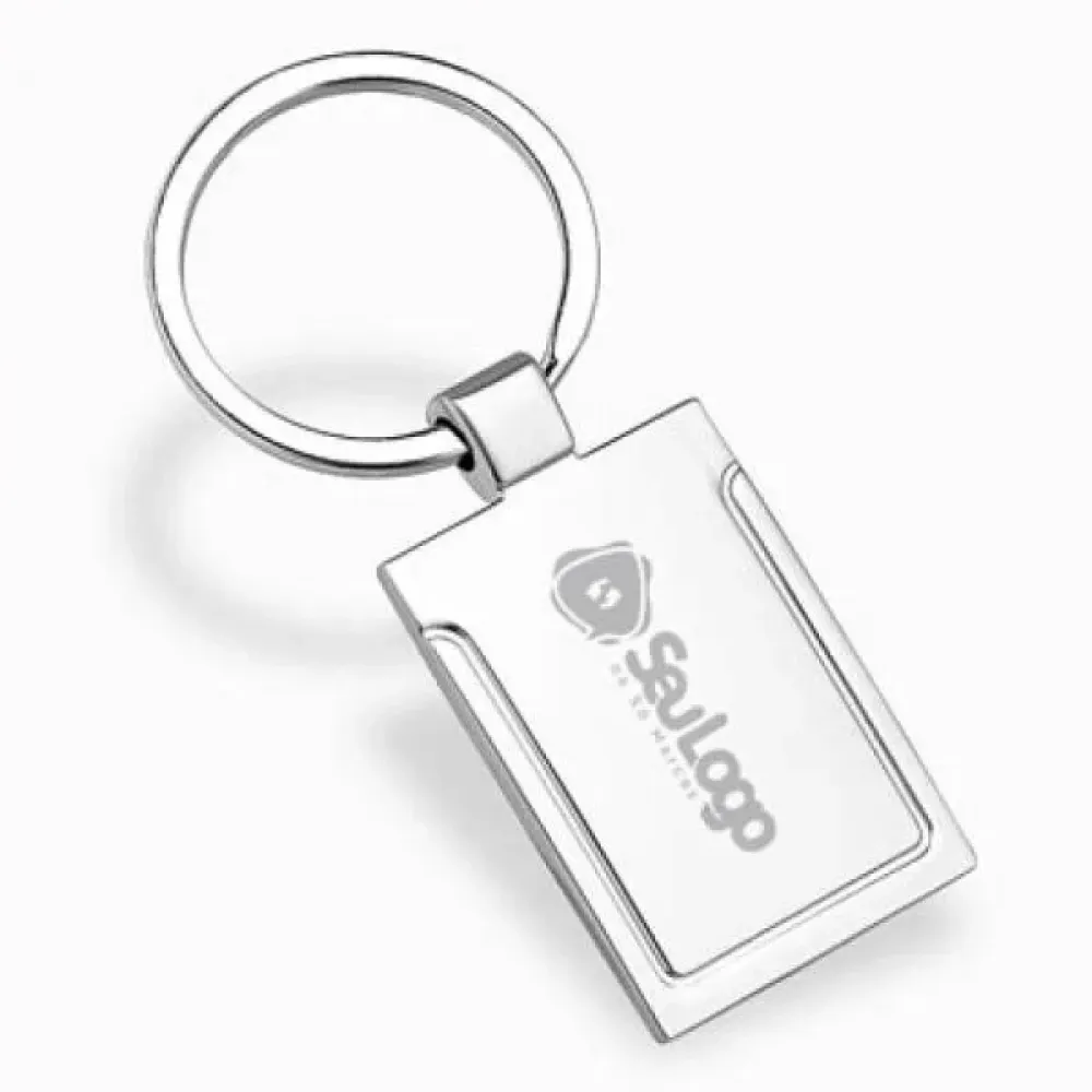 CHAVEIRO DE METAL PRATA RETANGULAR
