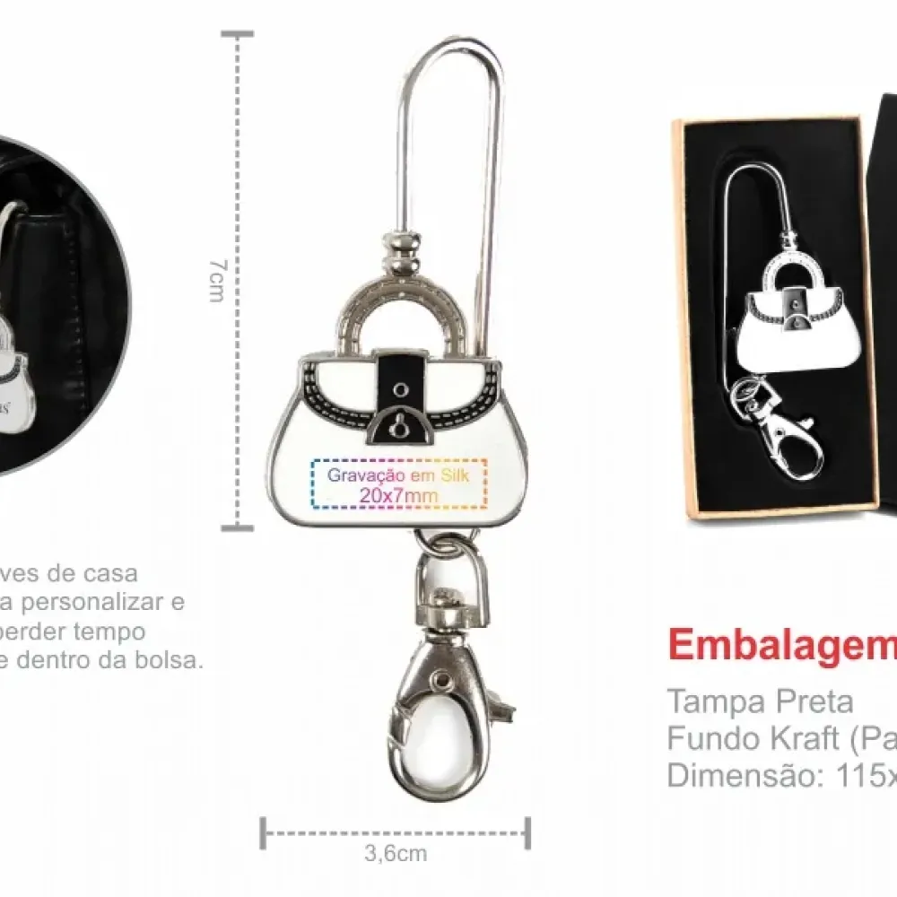 CHAVEIRO EM METAL COM FORMATO DE BOLSA