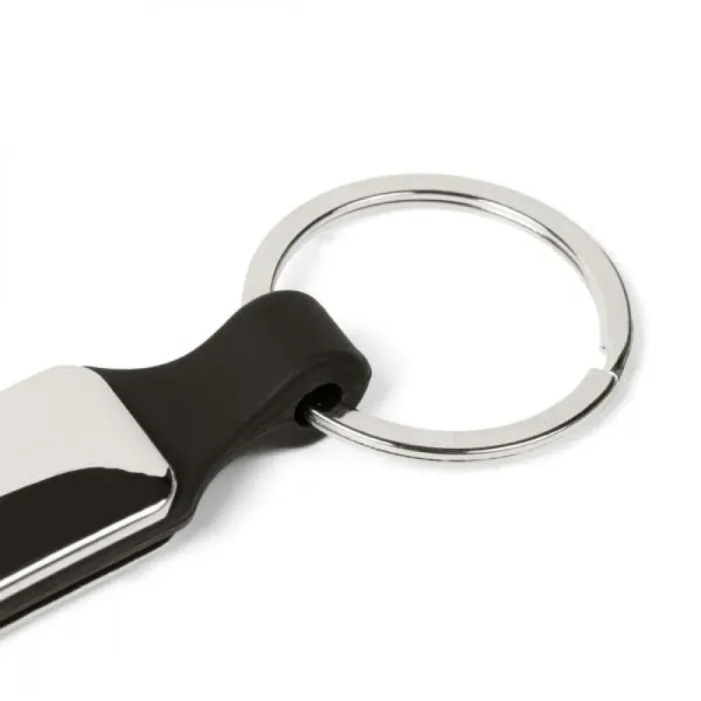 CHAVEIRO EM METAL/PU - PRATA/PRETO