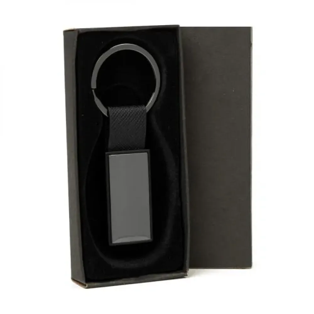 CHAVEIRO EM METAL/PU - CINZA/PRETO