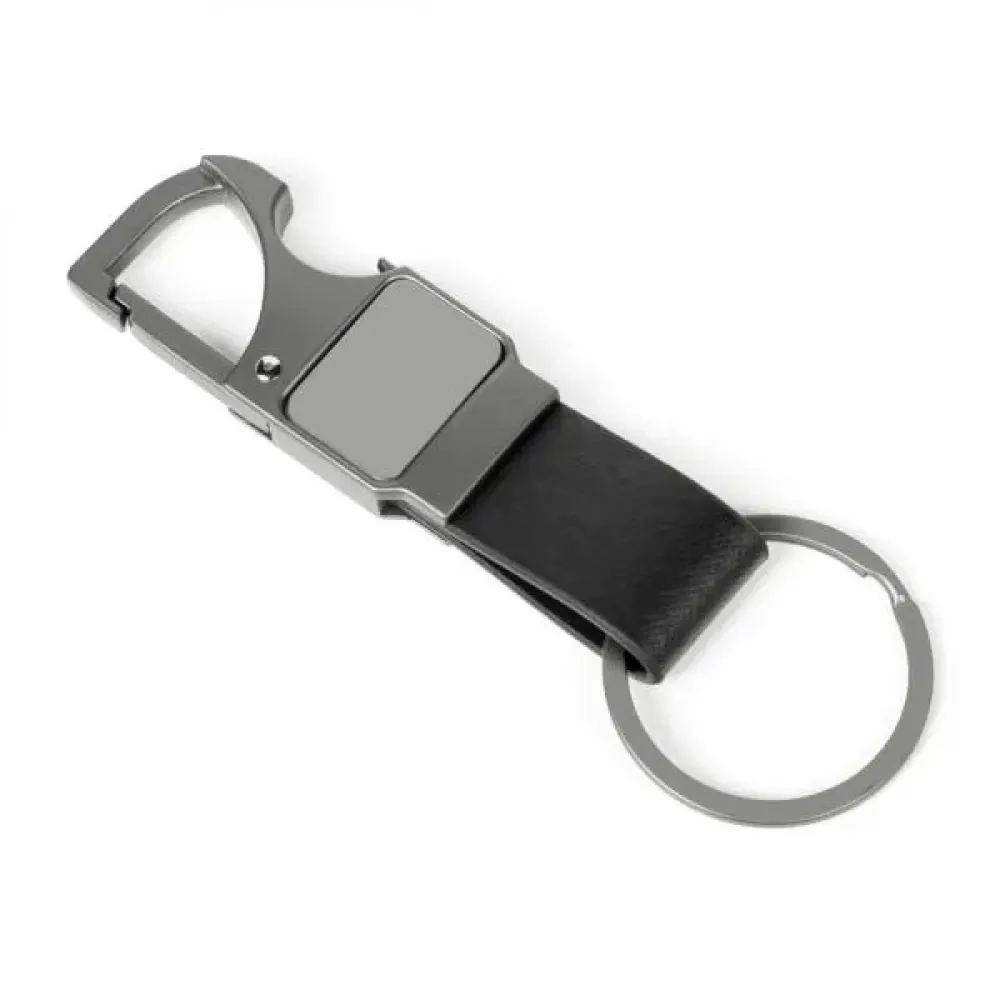 CHAVEIRO MOSQUETÃO CINZA EM METAL/PU-CH-00738-900