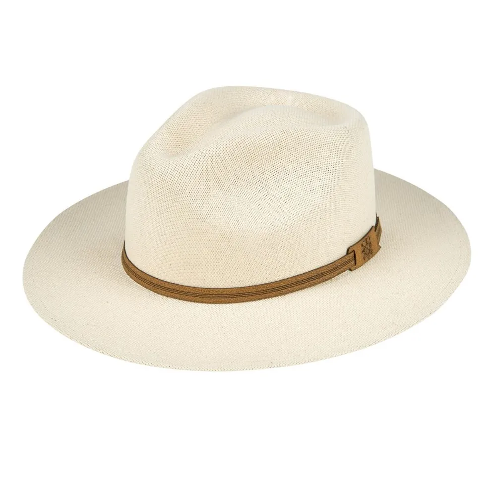 CHAPÉU EM FIBRA DE ALGODÃO C/ FITA DE COURO -CHP04