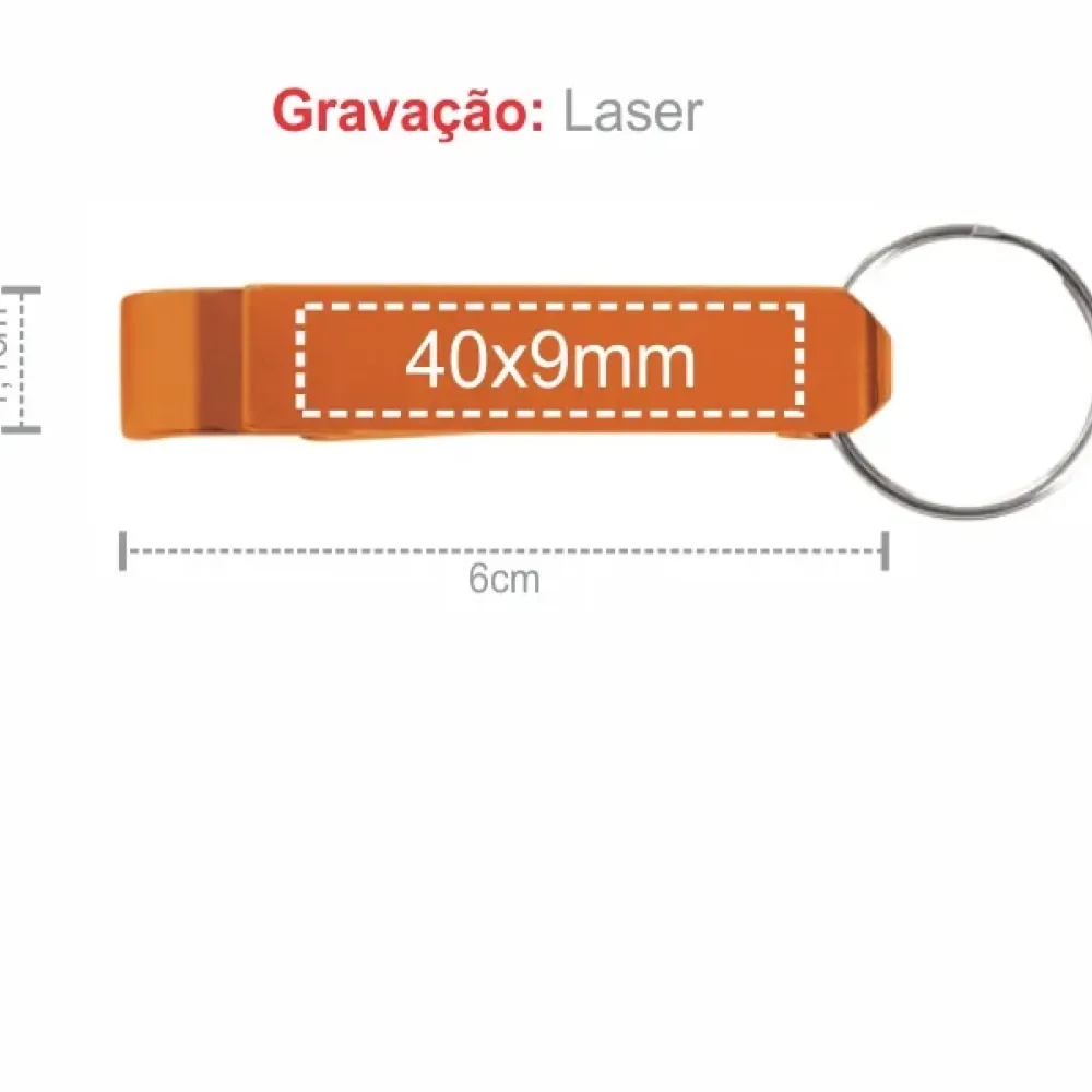 CHAVEIRO EM ALUMÍNIO ABRIDOR DE GARRAFAS LARANJA --CH-00497-NA