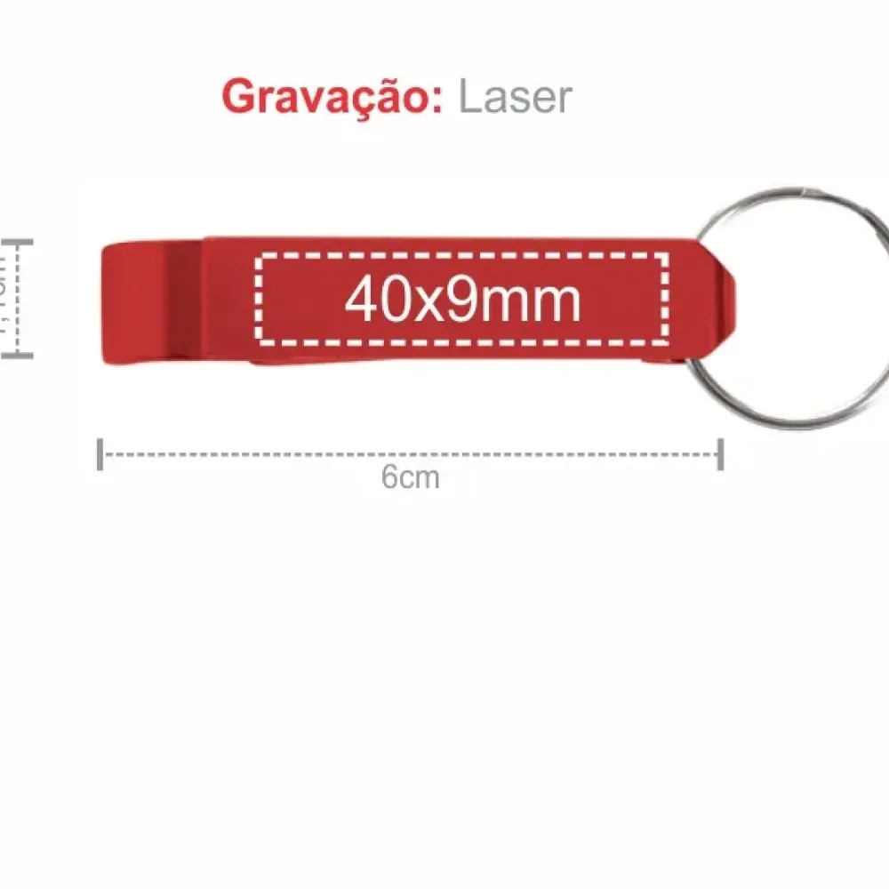CHAVEIRO EM ALUMÍNIO ABRIDOR DE GARRAFAS VERMELHO