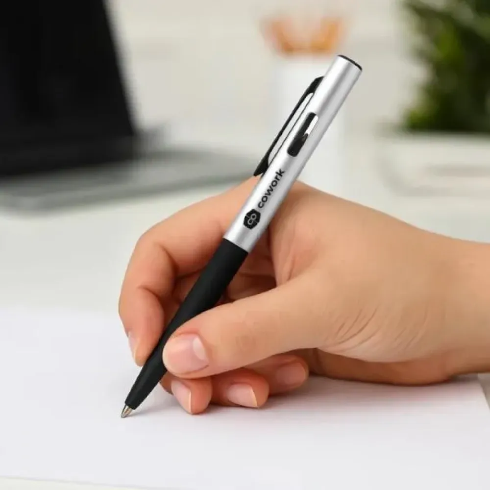 CANETA ESFEROGRÁFICA EM ABS COM TAMPA E PONTA TOUCH PRATA