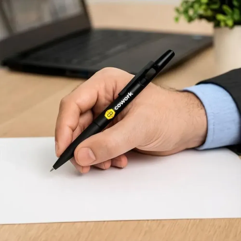 CANETA ESFEROGRÁFICA EM ABS COM TAMPA E PONTA TOUCH PRETA