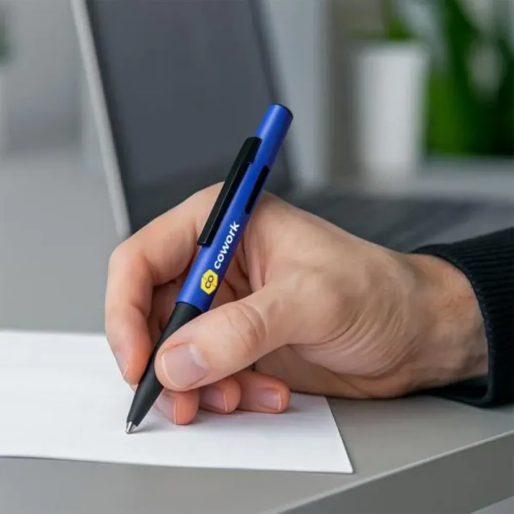 CANETA ESFEROGRÁFICA EM ABS COM TAMPA PONTA TOUCH AZUL