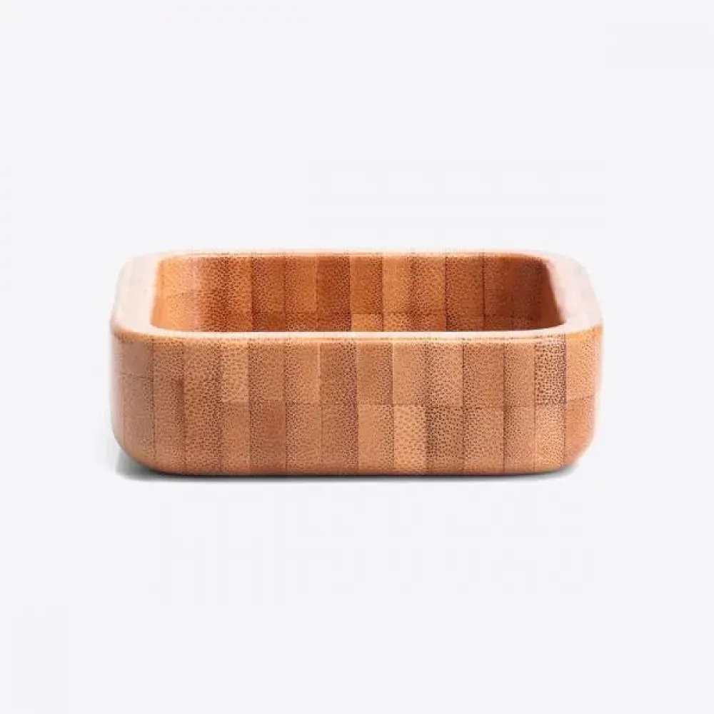 CUMBUCA QUADRADA EM BAMBU COM ESPÁTULA 14CM - 100ML