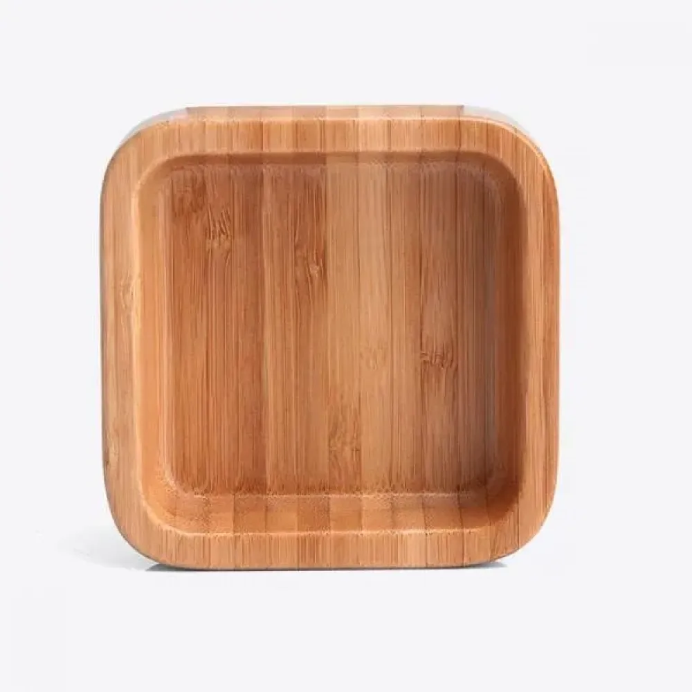 CUMBUCA QUADRADA EM BAMBU COM ESPÁTULA 14CM - 100ML