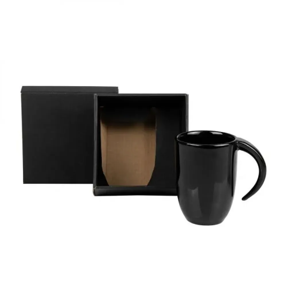 CANECA EM CERÂMICA PRETA - 350ML-CO-01351
