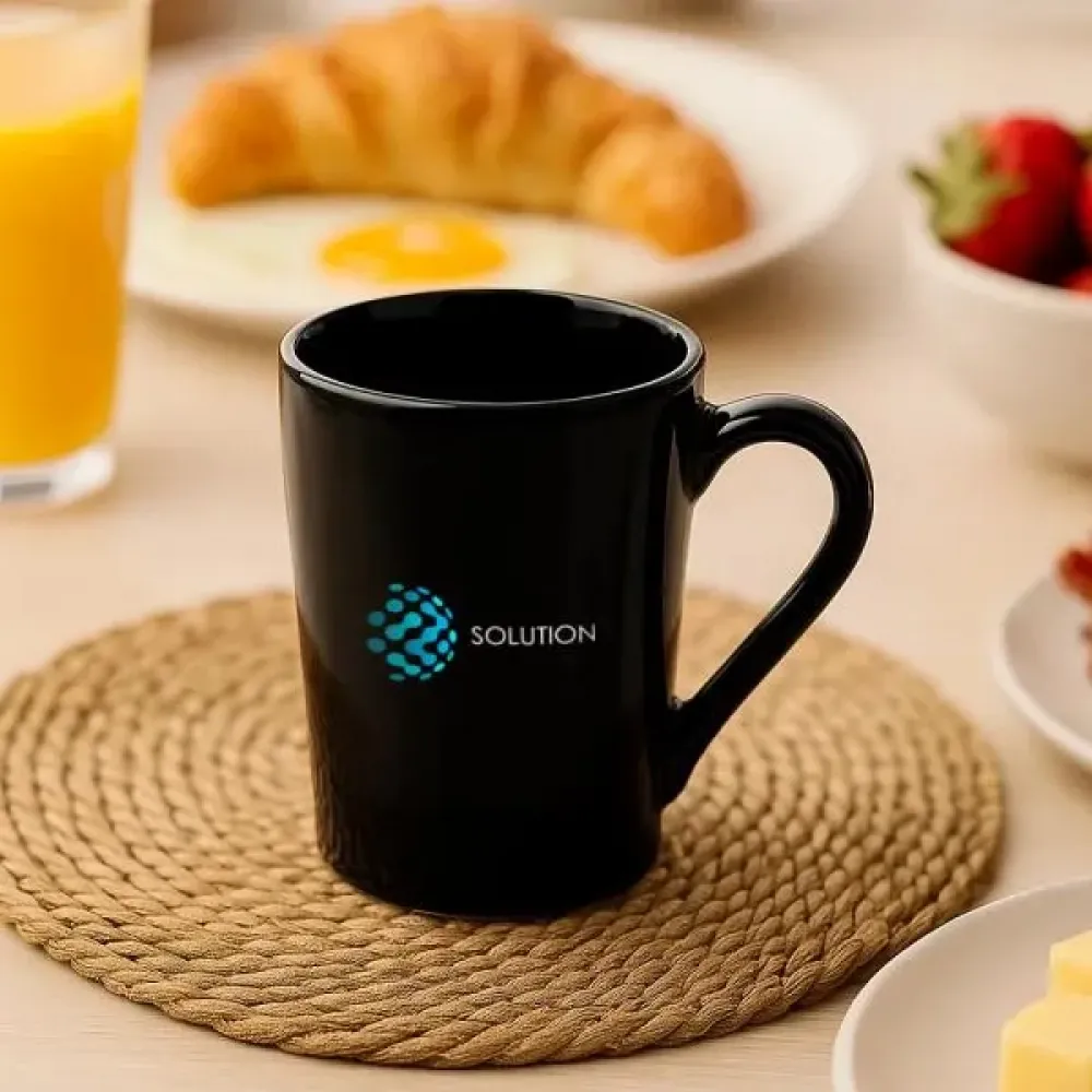 CANECA EM CERÂMICA PRETA - 230ML - COM CAIXA