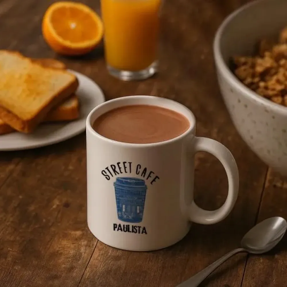 CANECA EM CERÂMICA BRANCA 270 ML COM CAIXA
