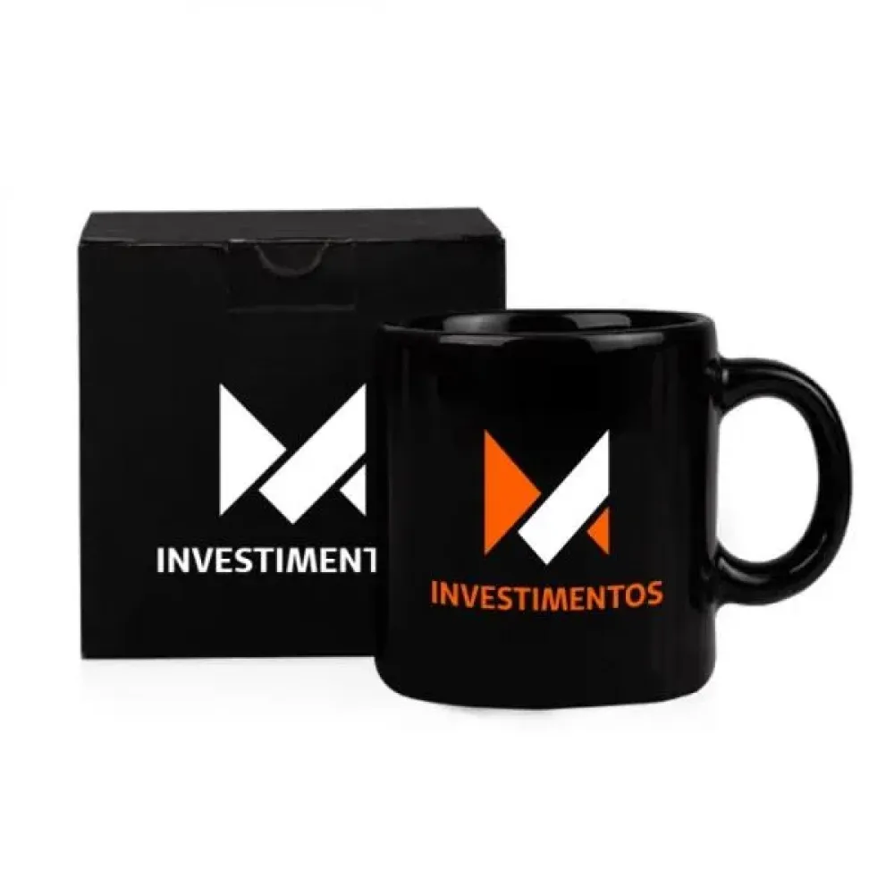 CANECA EM CERÂMICA PRETA - 270ML