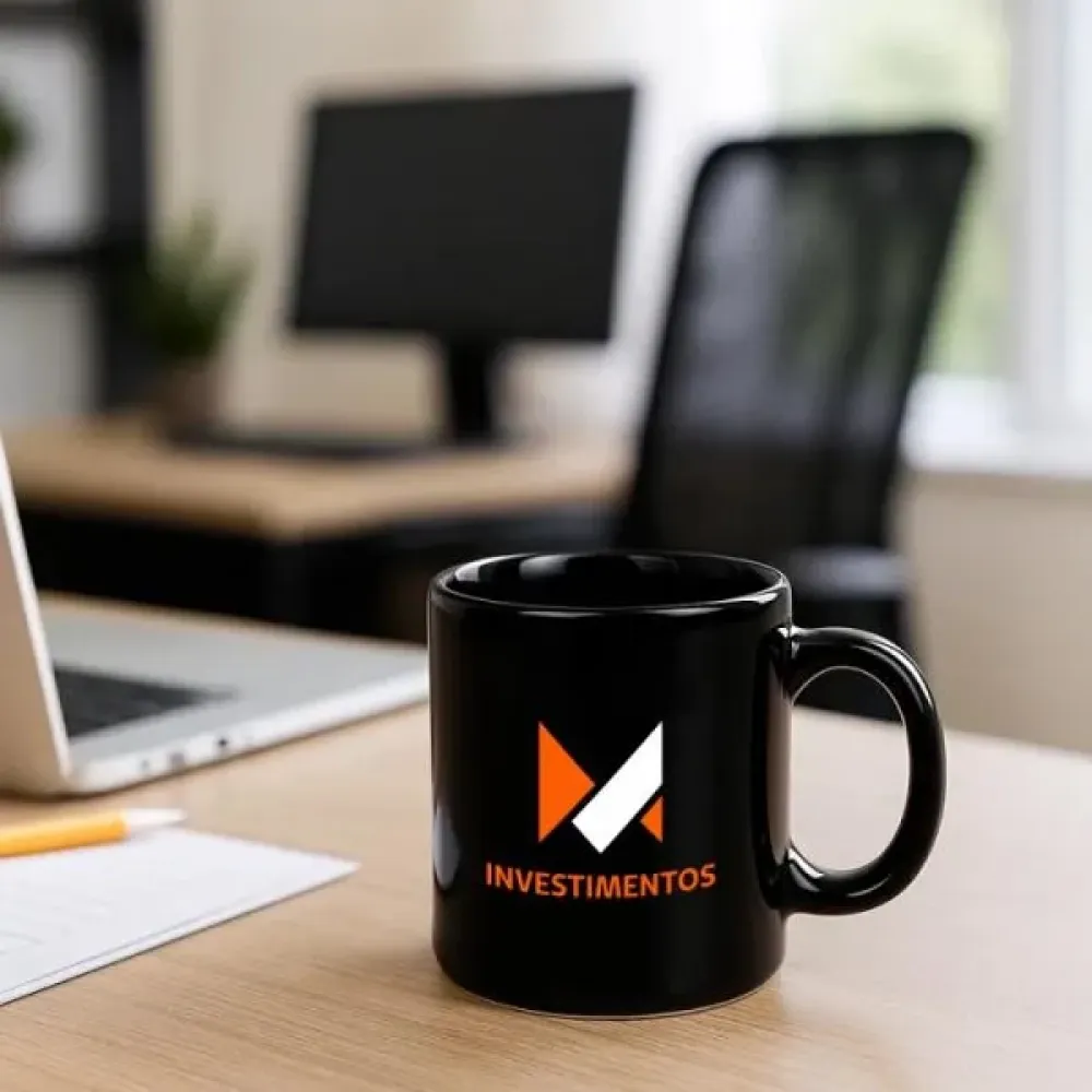 CANECA EM CERÂMICA PRETA - 270ML