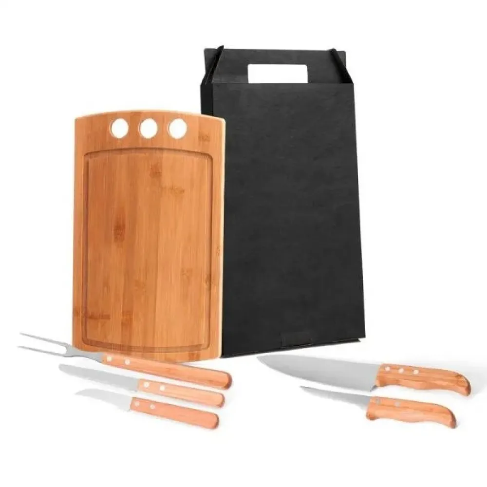 KIT PARA CHURRASCO / COZINHA EM BAMBU / INOX CALIFORNIA-MB-21533