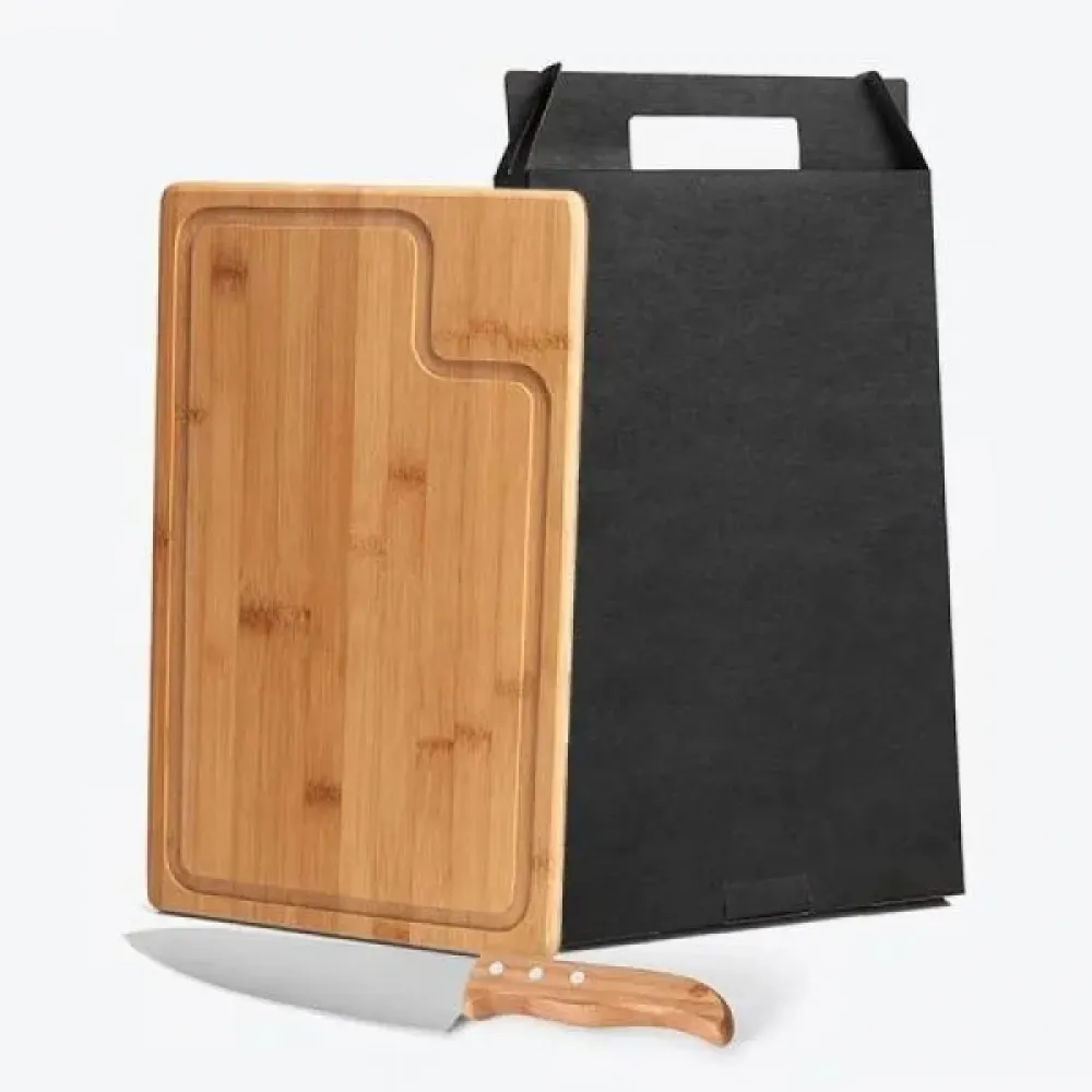 CONJ. PARA CHURRASCO EM BAMBU / MADEIRA / INOX - 2 PÇS