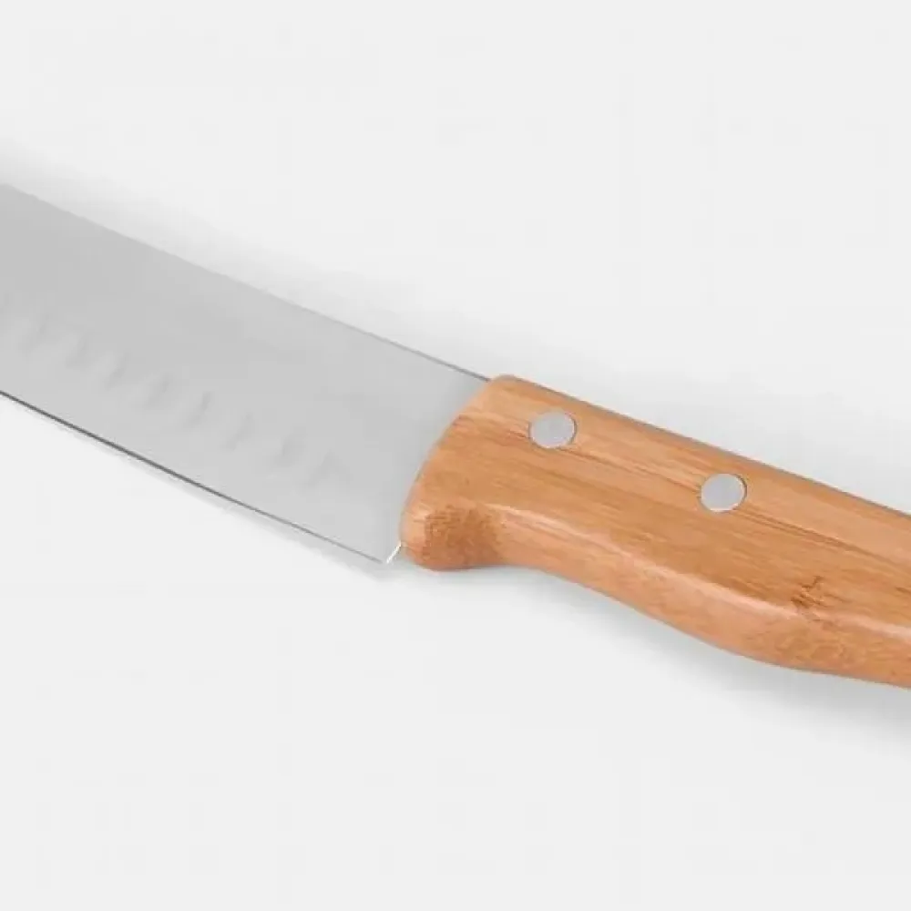 CONJ. PARA QUEIJO E FACA SANTOKU EM INOX / BAMBU - 5 PÇS