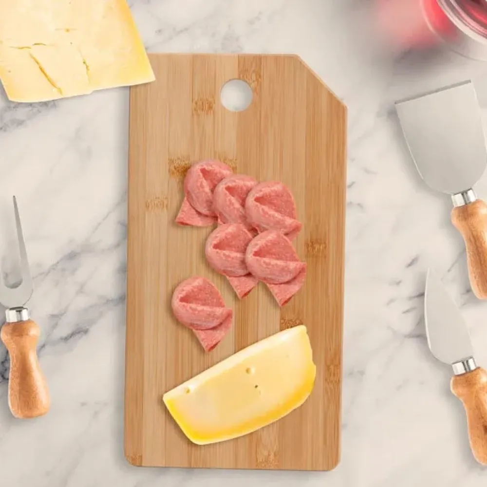 CONJ. PARA QUEIJO EM BAMBU / INOX OREGON - 5 PÇS