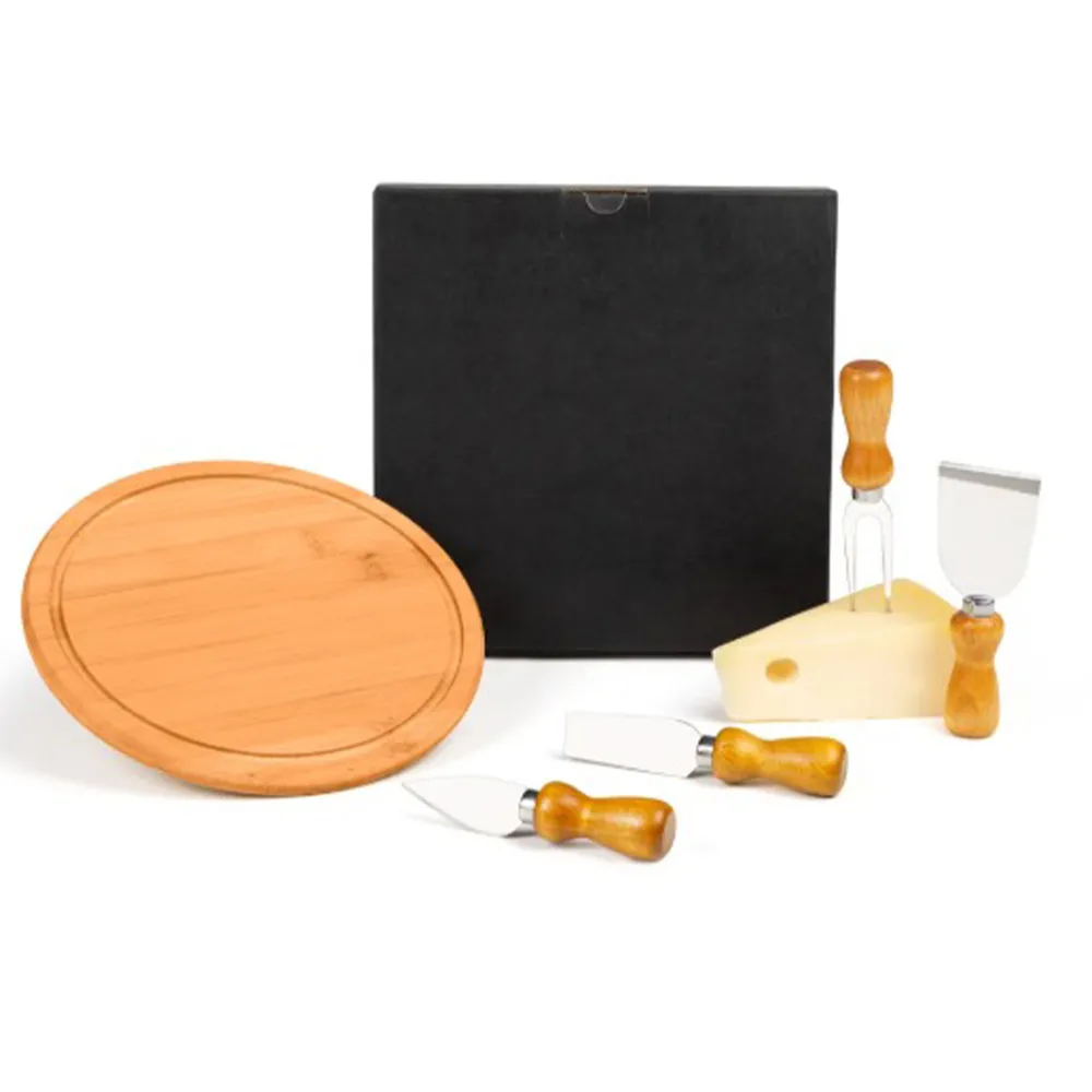CONJ. PARA QUEIJO EM BAMBU / MADEIRA / INOX - 5 PÇS-PD-15053