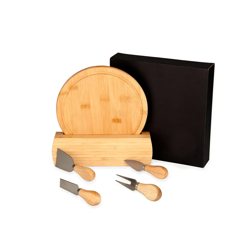 CONJ. PARA QUEIJO EM BAMBU / MADEIRA / INOX - 6 PÇS