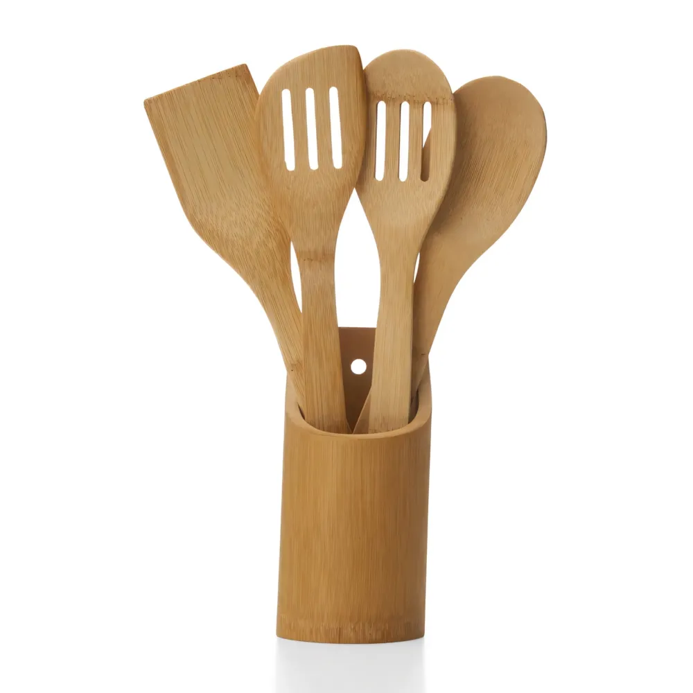 CONJUNTO DE UTENSÍLIOS EM BAMBU  – 5 PÇS