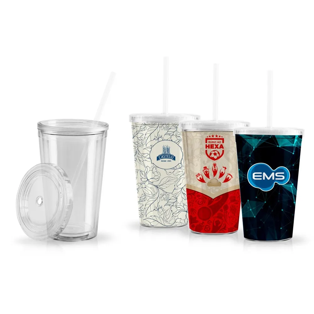 COPO DUPLA CAMADA - SAN - 500ML - TRANSPARENTE TRANSPARENTE