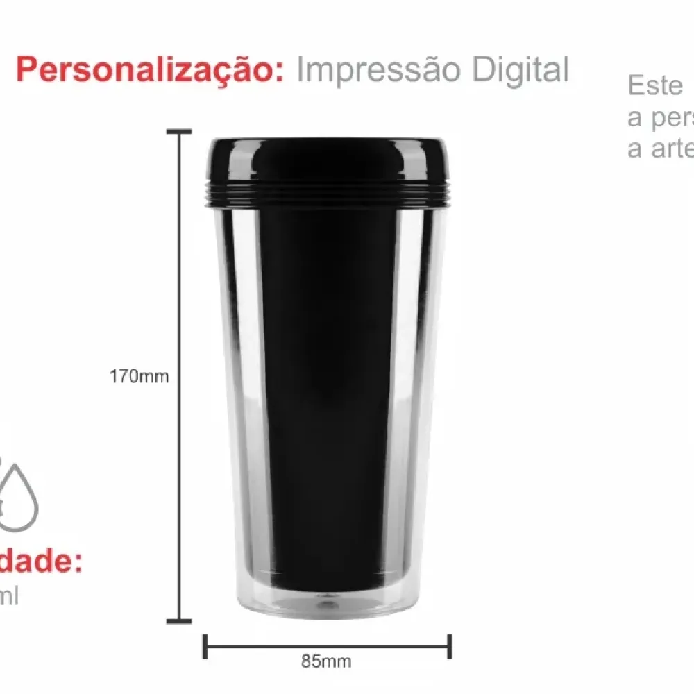 COPO PLÁSTICO COM TAMPA ROSQUEÁVEL - 450ML