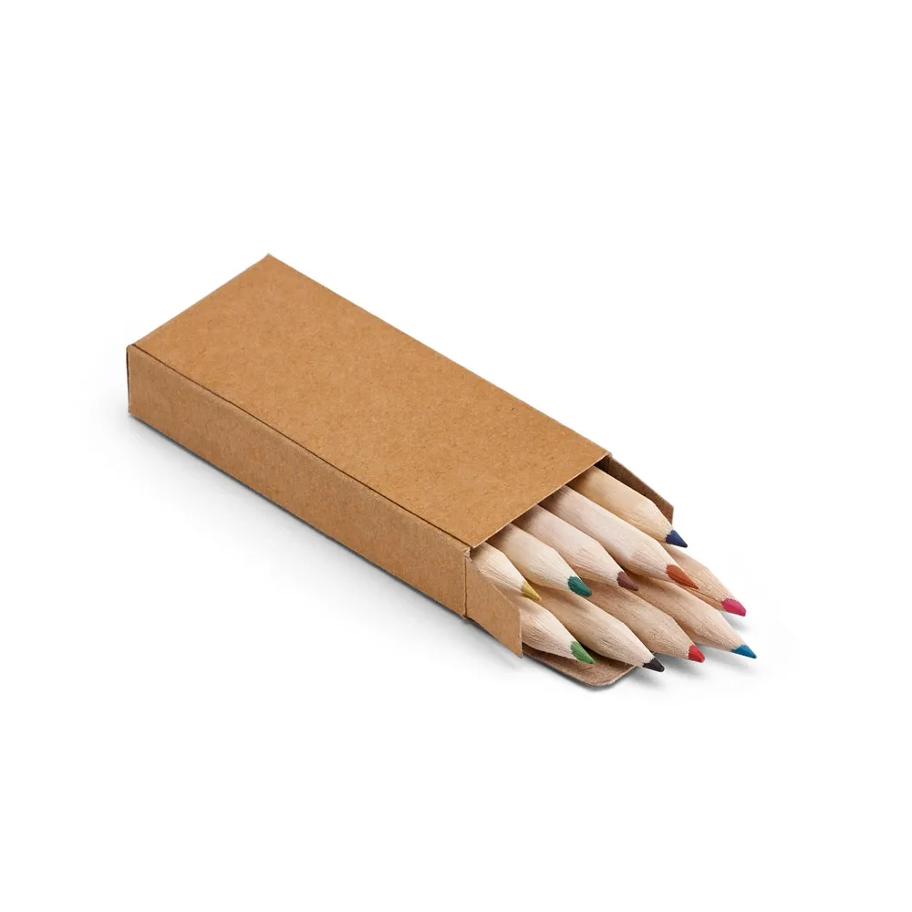 Produto - CRAFTI. Caixa de cartão com 10 mini lápis de cor