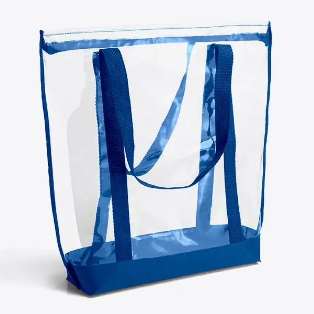 SACOLA TRANSPARENTE EM PVC / NYLON 600 - AZUL-CS-03003