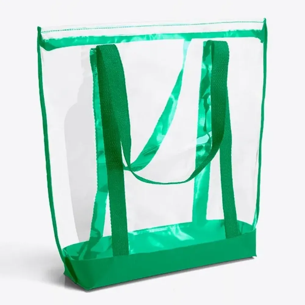 SACOLA TRANSPARENTE EM PVC / NYLON 600 - VERDE-CS-03005