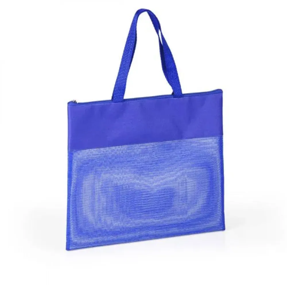 SACOLA DE MÃO EM NYLON 600 E TELA SANET - AZUL-CS-03023