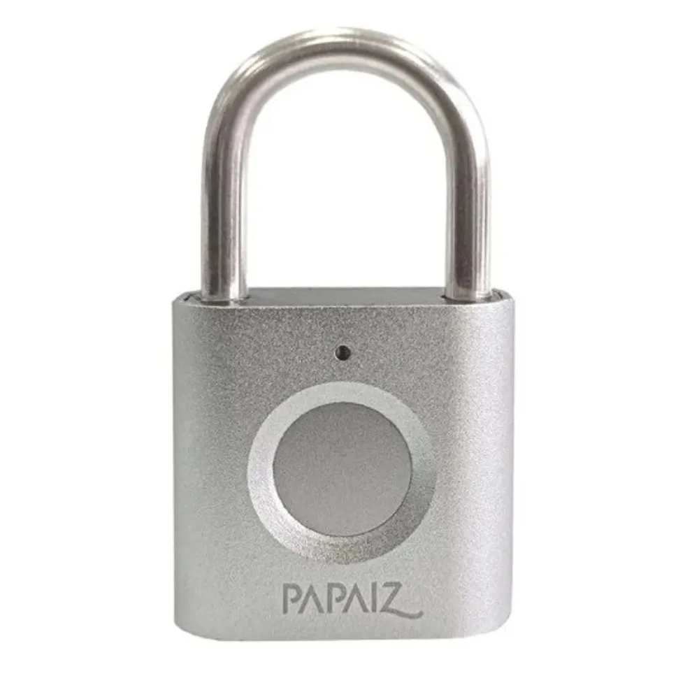 Cadeado Digital com Biometria CF30 Prata Papaiz-Cadeado Digital com Biometria