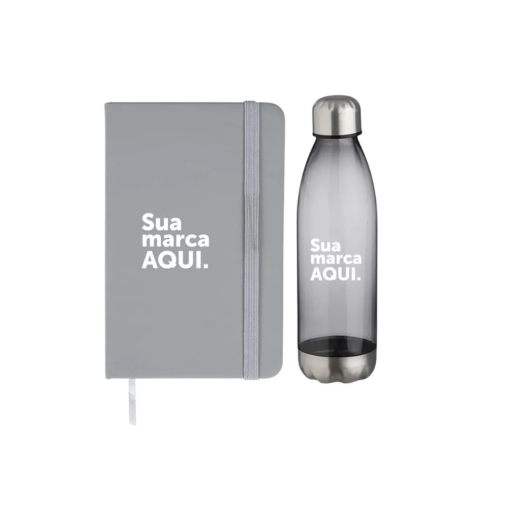 Caderneta Emborrachada + Garrafa Plástica 700ml-KT-140