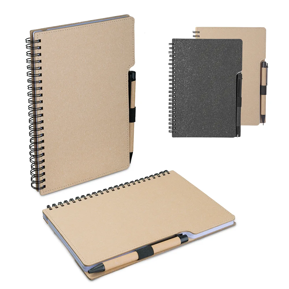 Caderno A5 Capa em Papelão Reciclado c/ Caneta-CAD012