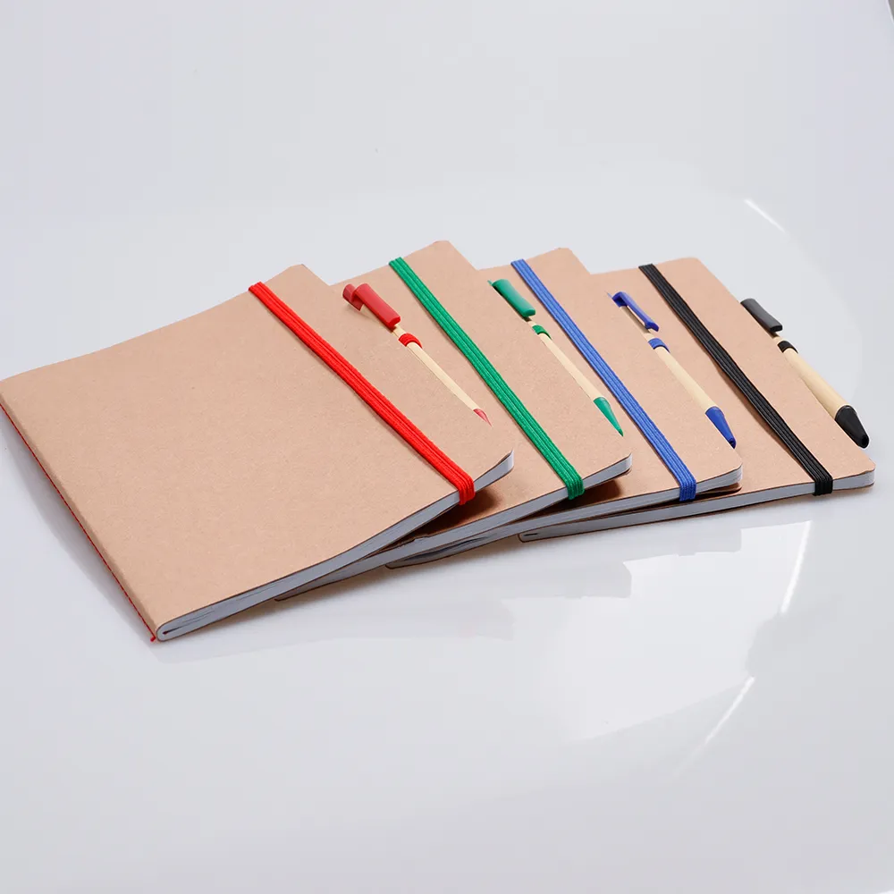 Caderno A5 capa em papel Kraft com caneta