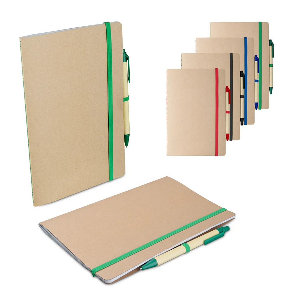 Caderno A5 capa em papel Kraft com caneta-CAD005