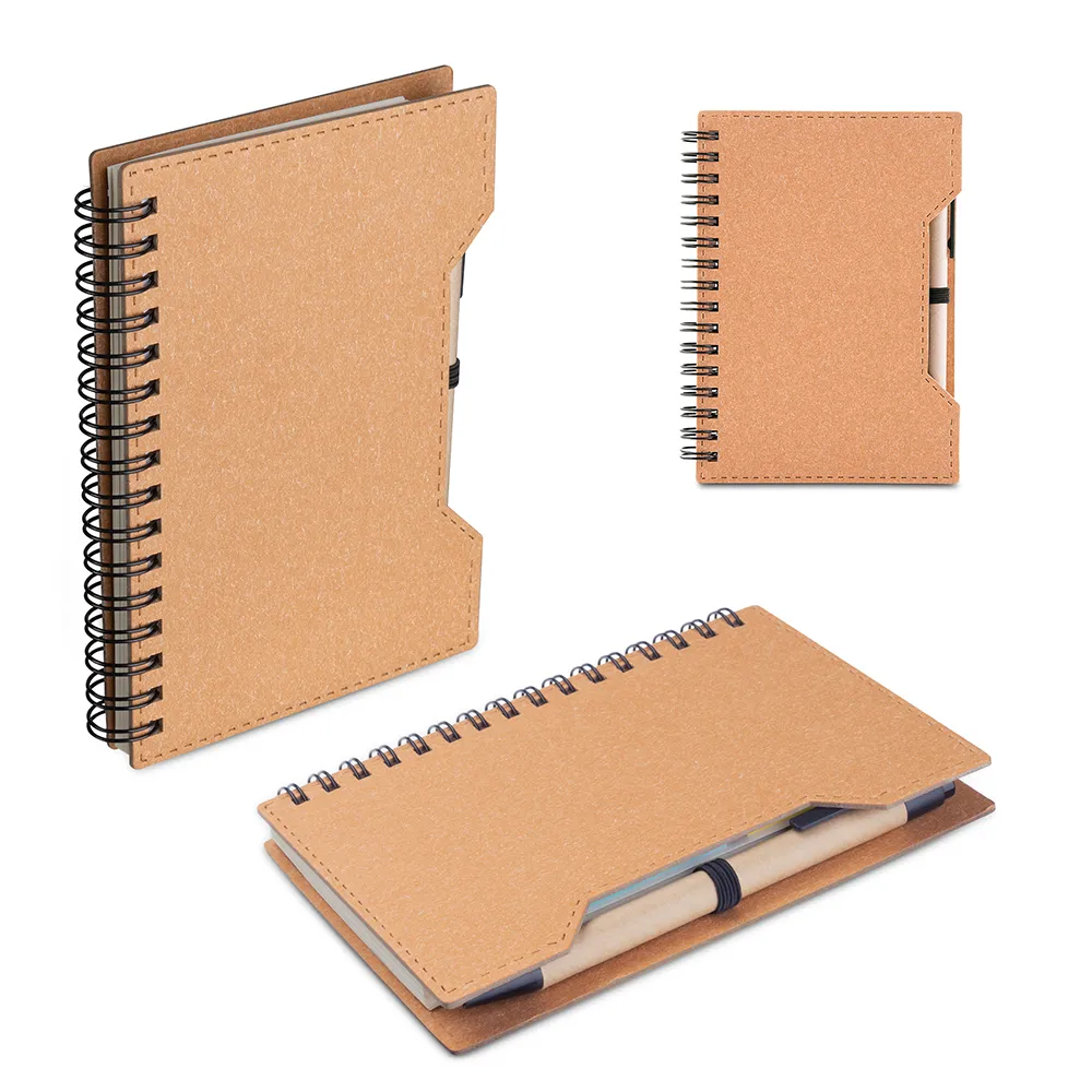 Caderno A6 Capa em Papelão Reciclado c/ Caneta-CAD460P