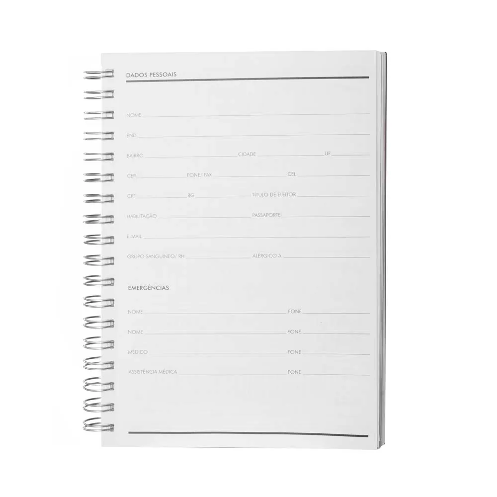 Caderno B5 planner capa em PU