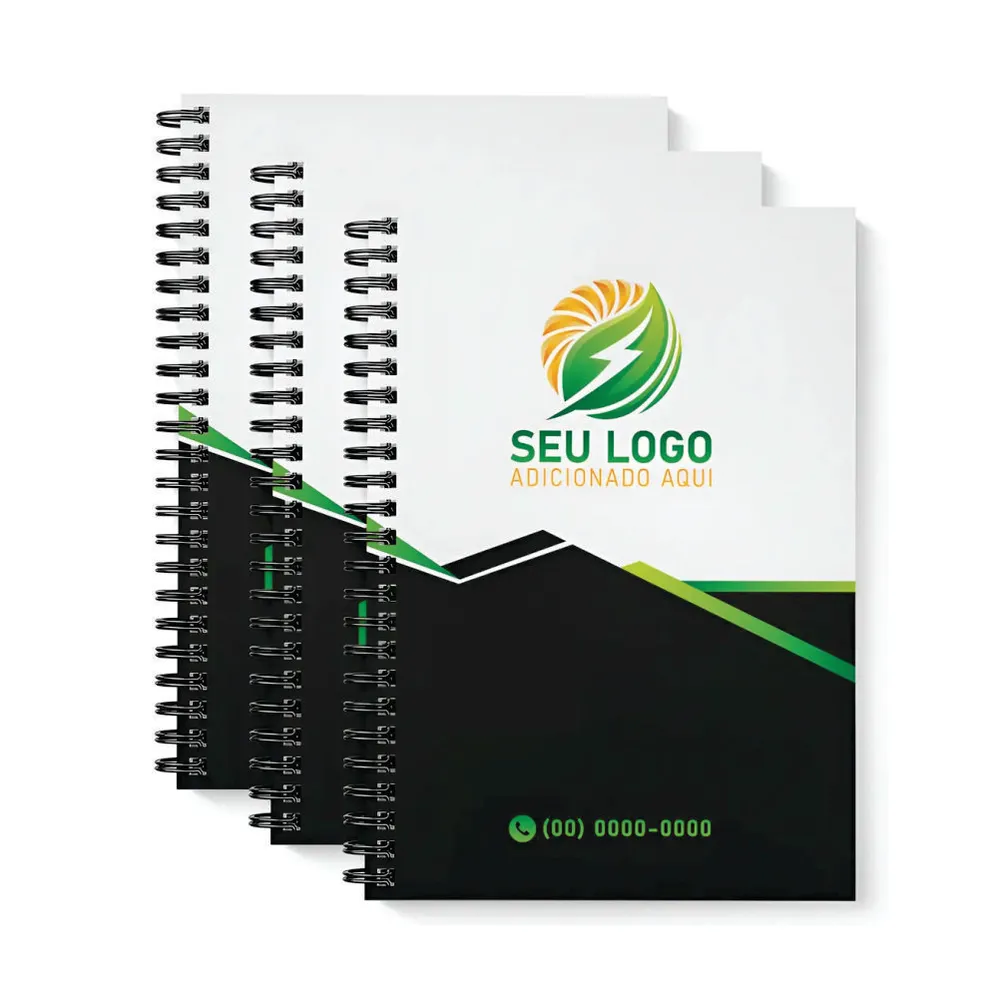Caderno emparstado 96fls wire-o c/ folhas apresentação e/ou calendário