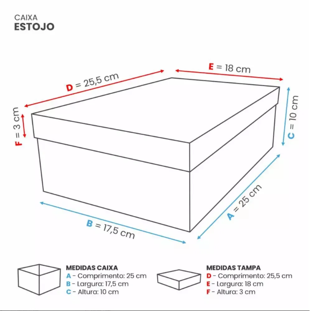 Caixa Cartonada Retangular 25x17,5x10cm | Papelão Rígido - Preto